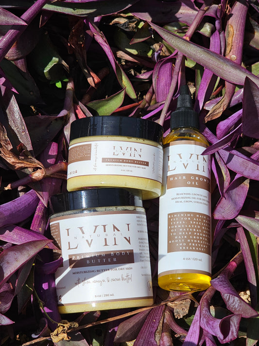 Complete Set - Premium Body Butter (4 oz & 8 oz) and Hair Oil (4 oz)